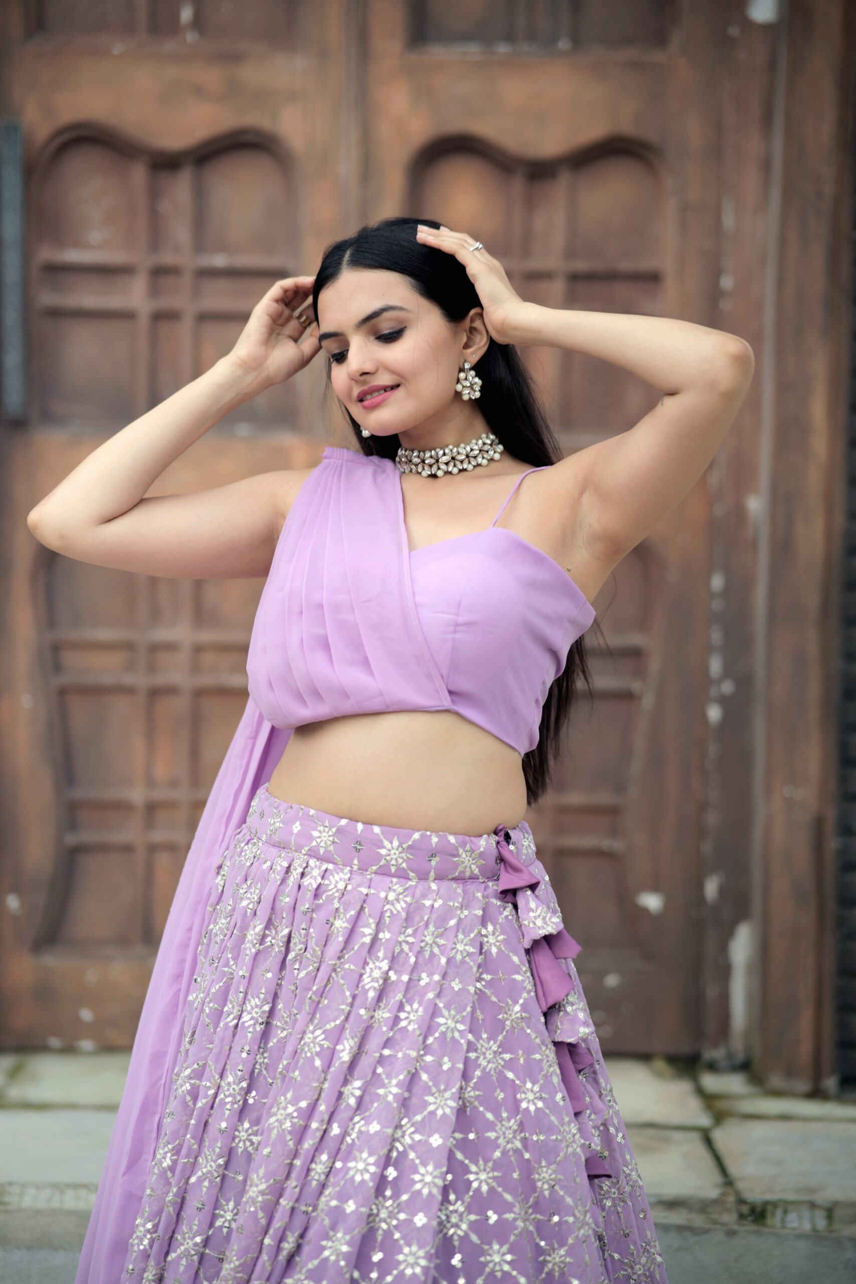 DESIGNER READY TO WEAR CROP – TOP LEHENGA CHOLI SET