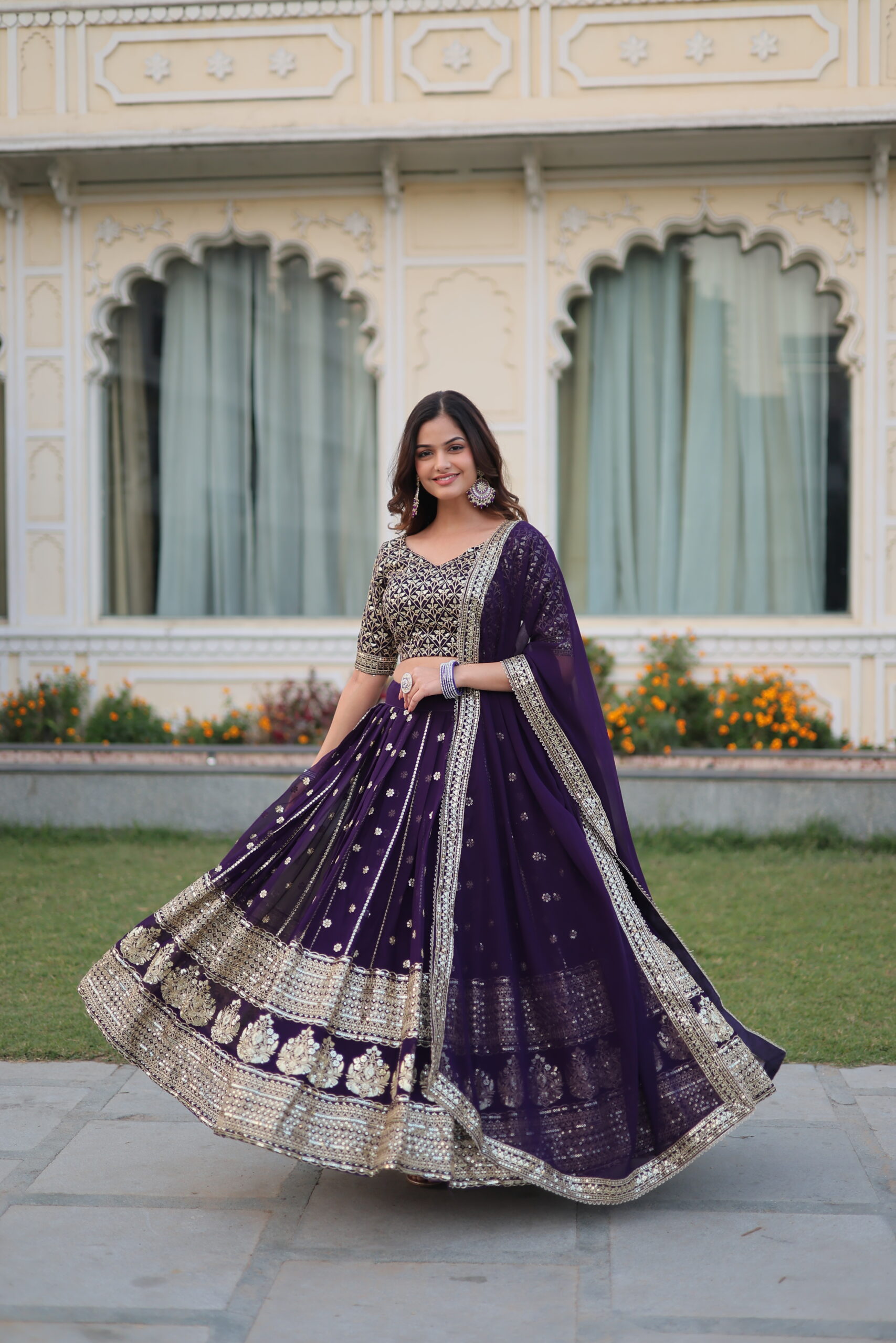 ELEGANGT FAUX GEORGETTE LEHENGA CHOLI