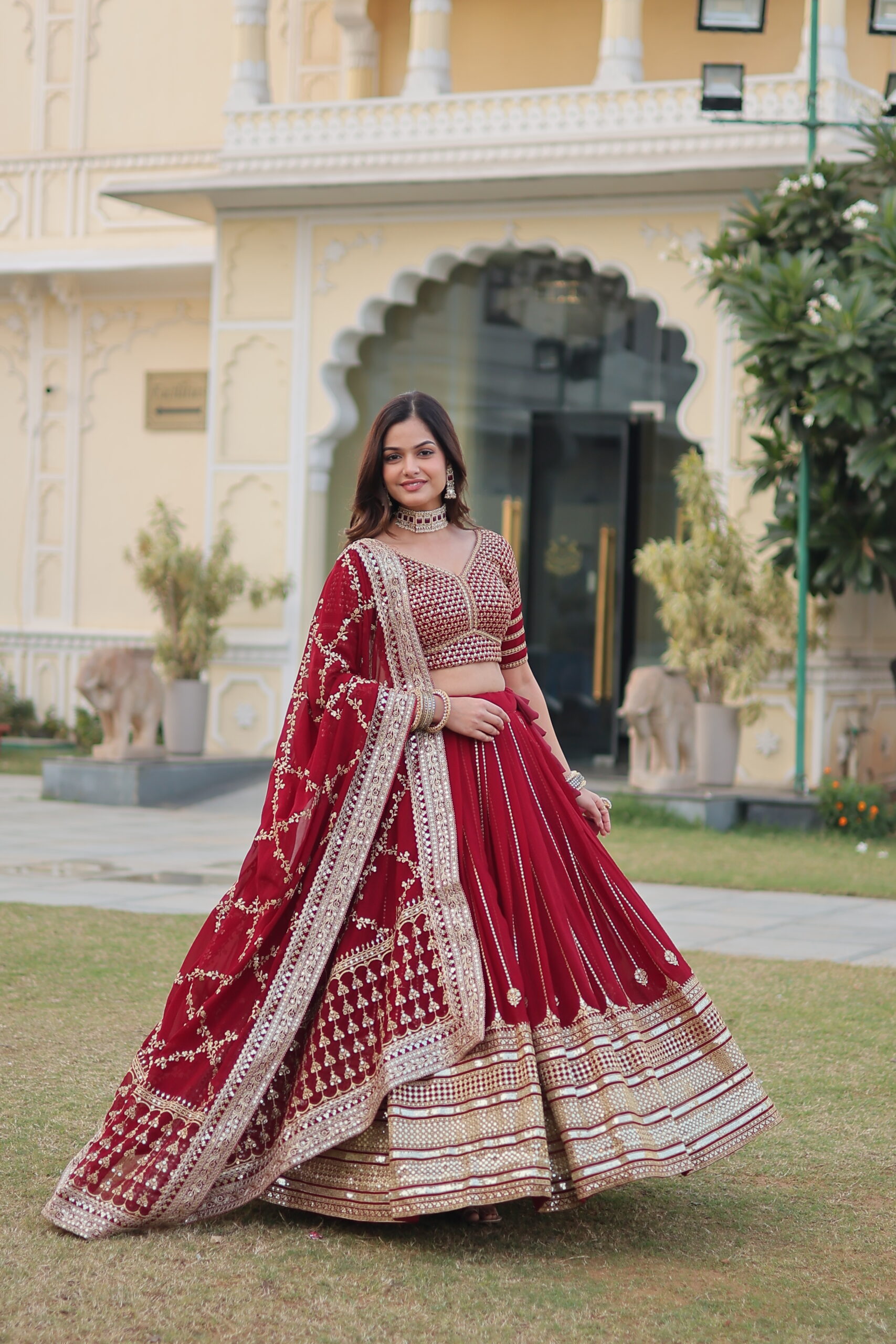 GRACEFULL MAROON LEHENGA CHOLI SET