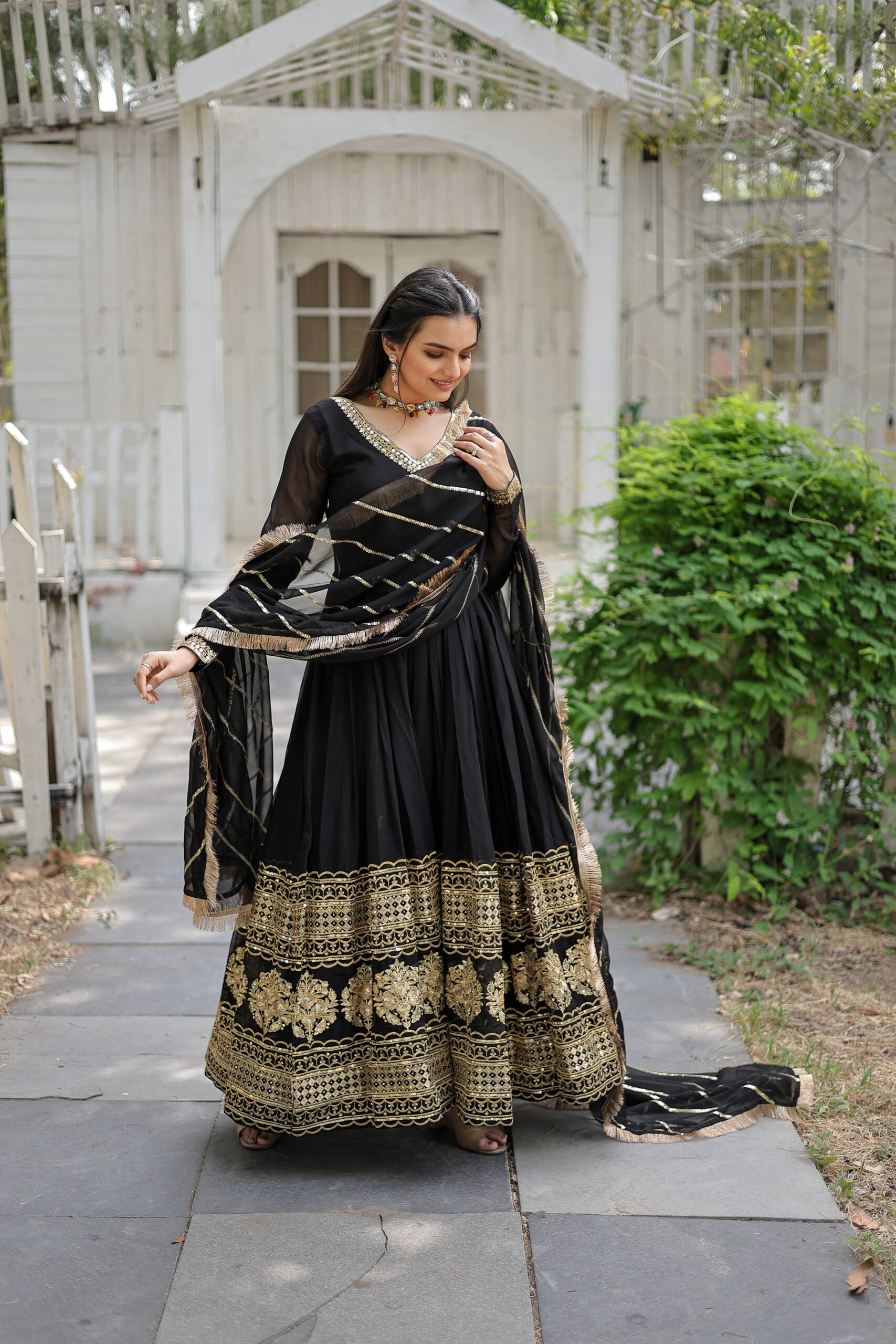 BLACK MYSTIQUE GOWN WITH DUPATTA