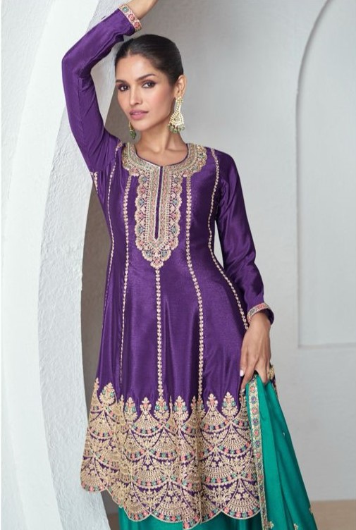 Beautiful Vibrant Color Chinnon Salwar Suit