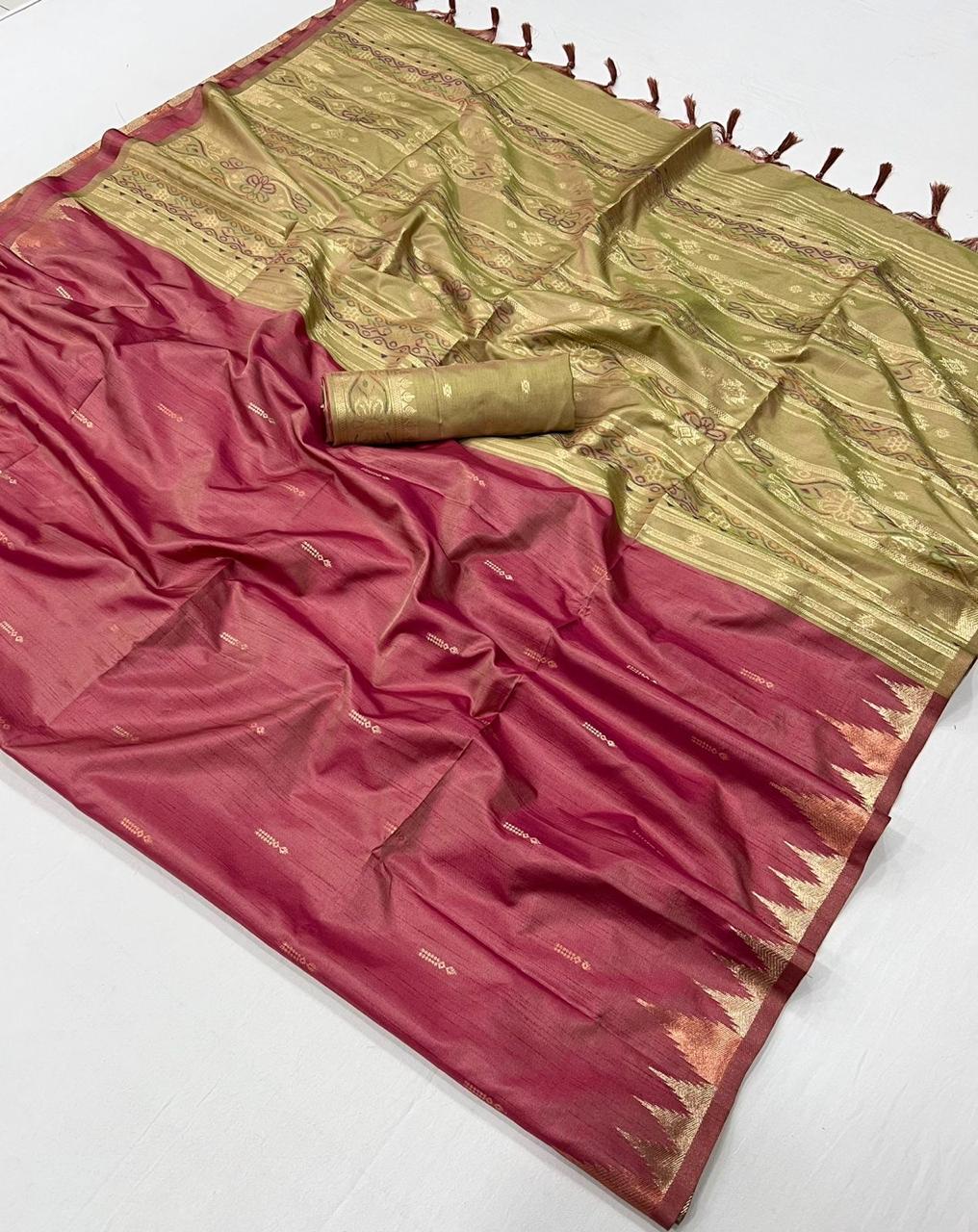 TUSSAR SILK-HANDLOOM WEAVING SAREE FOR WOMEN