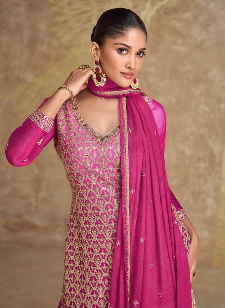 Designer Chinnon Silk Salwar Suit for women